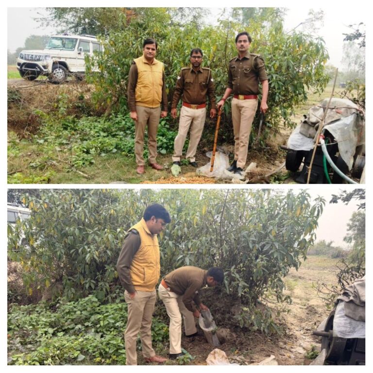 दबिश के दौरान 48 लीटर अवैध कच्ची शराब व 300 किलो लहन को कराया नष्ट, 03 पर मुकदमा दर्ज़