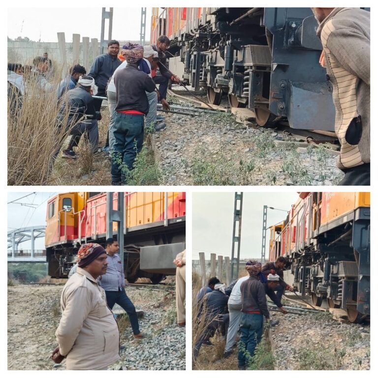 ट्रेन का इंजन हुआ डिरेल,बड़ी दुर्घटना टली&nbsp;