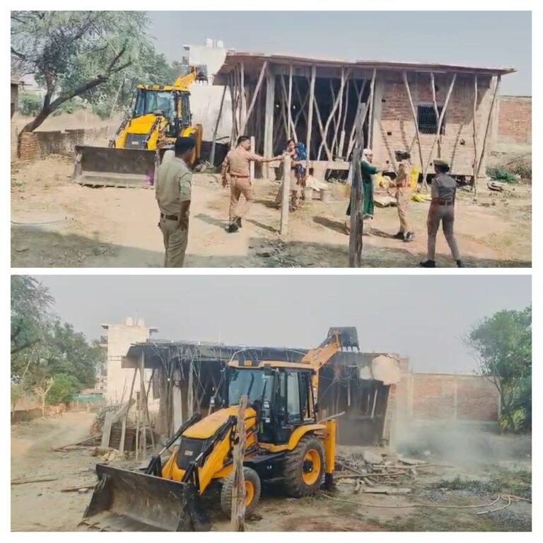 अवैध निर्माण को ढहाने पहुंची टीम पर महिला ने कुल्हाड़ी लेकर हमला किया