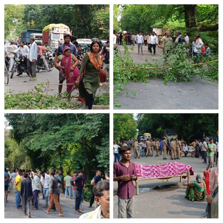 आरोपियों की गिरफ्तारी व आर्थिक सहायता की मांग को लेकर परिजनों ने सालों प्रतापगढ़ राष्ट्रीय राजमार्ग किया जाम