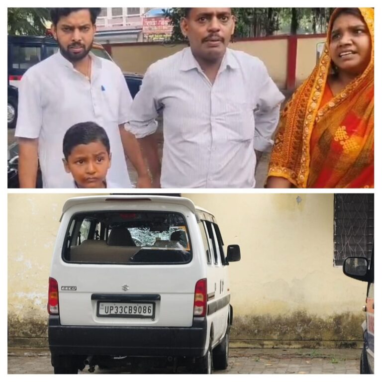 स्कूल वैन पर दबंग साइकिल चालक ने लाठी से किया हमला,शीशा टूटने से दो छात्र घायल