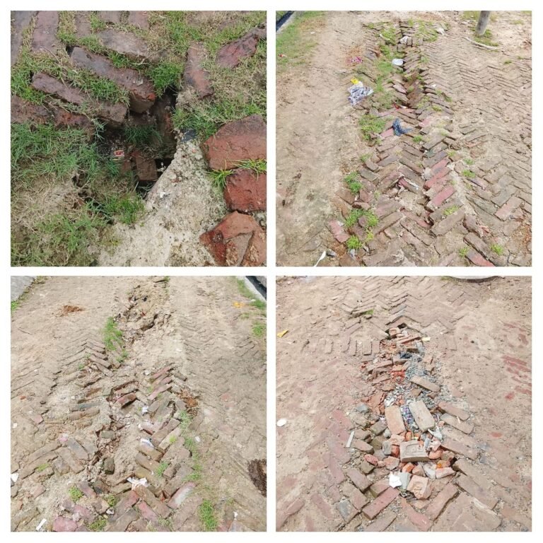 सीवर लाइन बिछाने के लिए खोदी गई सड़क बारिश के कारण धसी, जिम्मेदार अधिकारी मौन